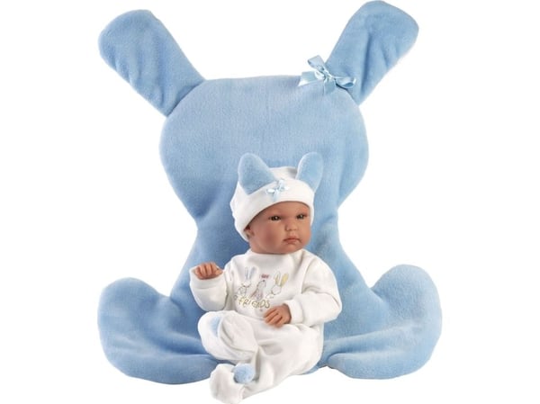 Llorens Lalka 63597 vinyl babydokke 35 cm blå pute