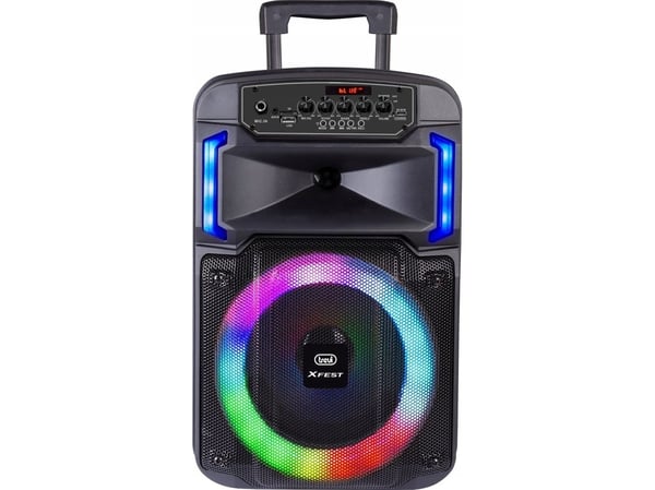 Trevi XF 370 KB, 25 W, langaton, USB Type-A, USB Type-C, juhlakaiutin, musta, pyörivä