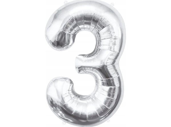 GoDan Balon foliowy B&C Cyfra 3 srebrna 85cm BC-HSR3