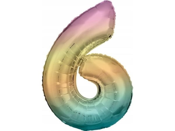 AMSCAN Folieballong stort nummer 6 Rainbow Pastell 60x86cm N34 pakket 9909704