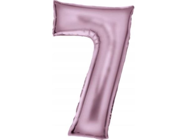 Folieballong nummer 7 satin pastellrosa 86 cm pakket 9917329