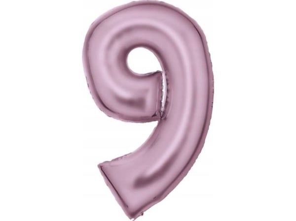 Folieballong nr. 9 sateng pastellrosa 86 cm, pakket 9917331