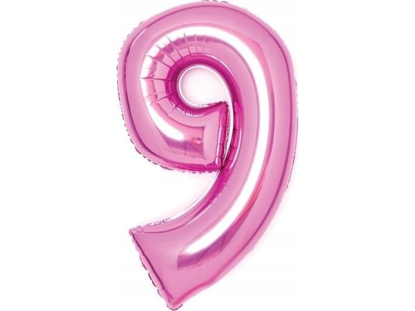 Folieballong nummer 9 rosa 47x66 cm N26 (pakket inn 9914049)