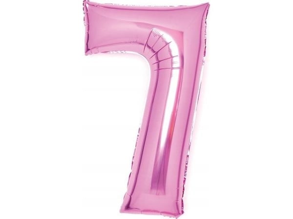 Folieballong nummer 7 rosa 45x66 cm N26 pakket inn 9914047