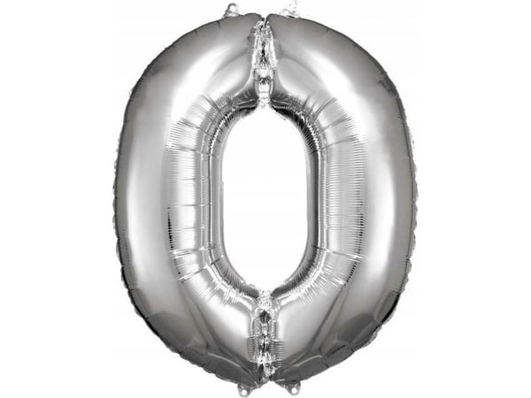 Folieballong Large number 0 sølv 70x86 cm N34, pakket 9906285