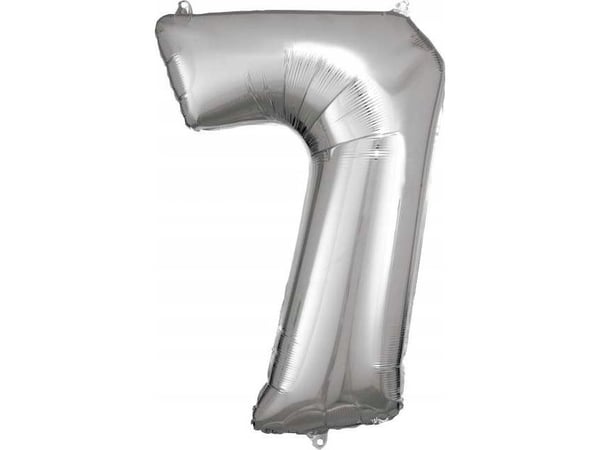 Folieballong stort tall 7 sølv 57x86 cm N34, pakket 9906292