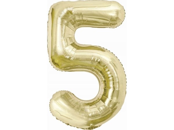 GoDan Balon foliowy B&C cyfra 5 szampańska 85 cm AA