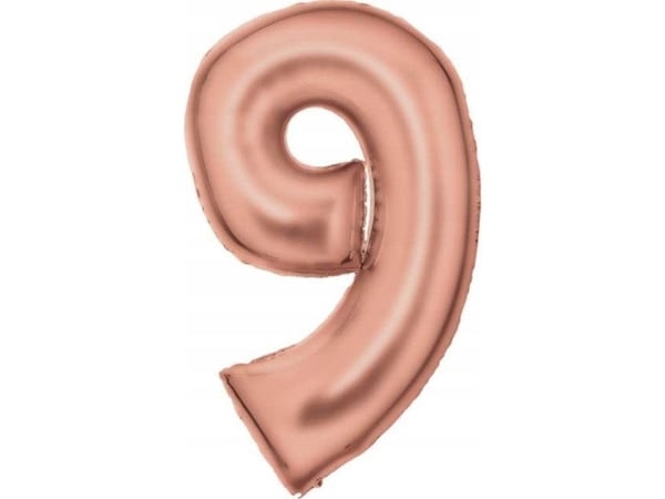 AMSCAN Folieballong nummer 9 sateng rosa gull 86cm 9917321