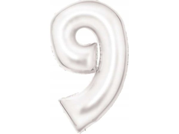 AMSCAN Folieballong nummer 9 sateng hvit 86cm 9917301