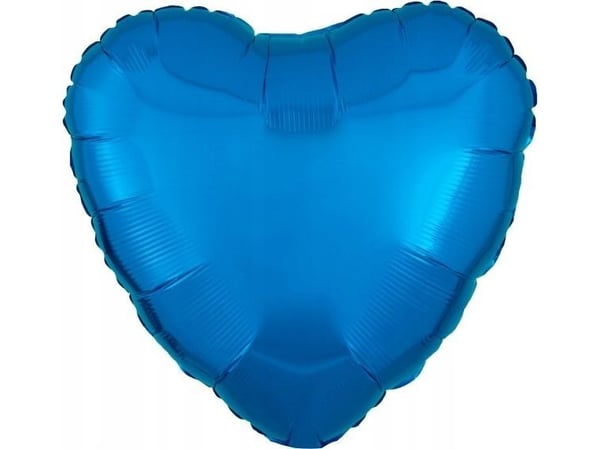 AMSCAN metallisk blå hjertefolieballong 43cm 9914069