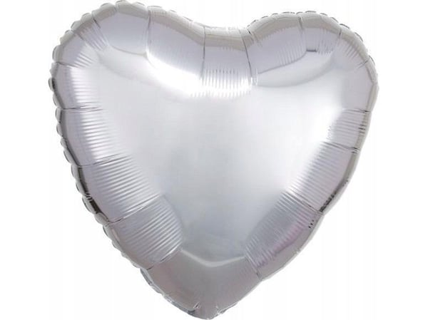 Amscan folieballong metallisk sølv hjerte 43 cm løst 9914087-92