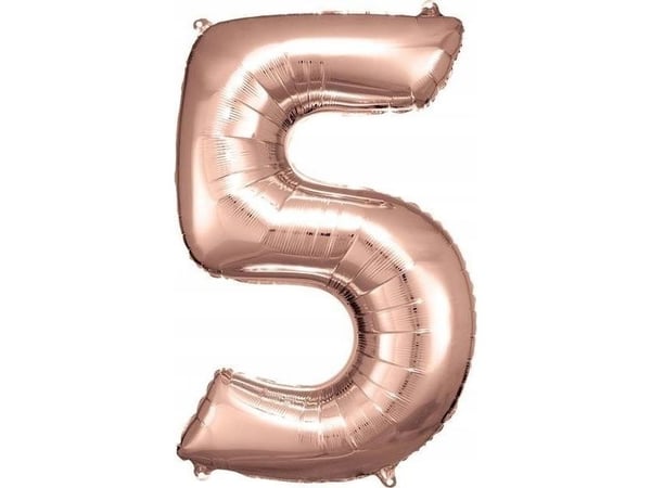 Folieballong stor siffer 5 rosa gull 57x86 cm 9906280