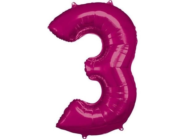 AMSCAN Folieballong stor nummer 3 rosa 58x86cm 9907281