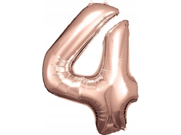 AMSCAN Folieballong stor nummer 4 rosa gull 65x86cm 9906279