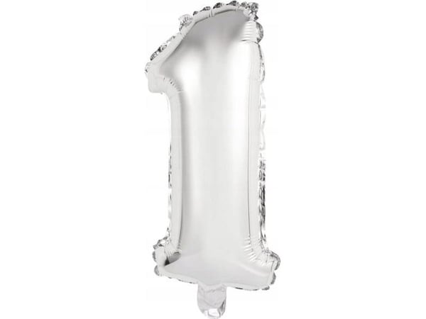 AMSCAN folieballong mini siffer 1 sølv 19,5x40 cm 9909669