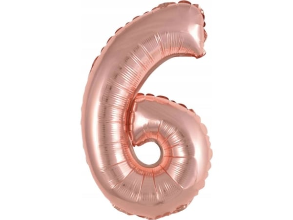 AMSCAN Mini folieballong nummer 6 rosa gull 29x40cm 9909694