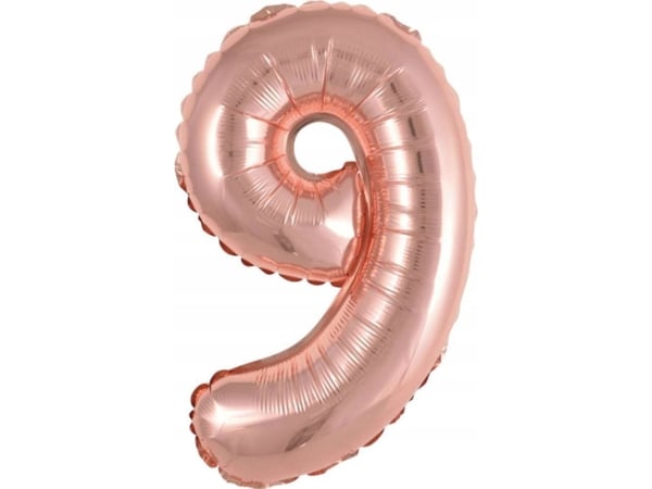 AMSCAN Mini folieballong nummer 9 rosa gull 30x40cm 9909697