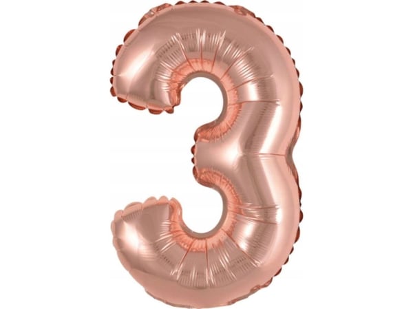 AMSCAN folieballong mini siffer 3 rosa gull 25x40 cm 9909691