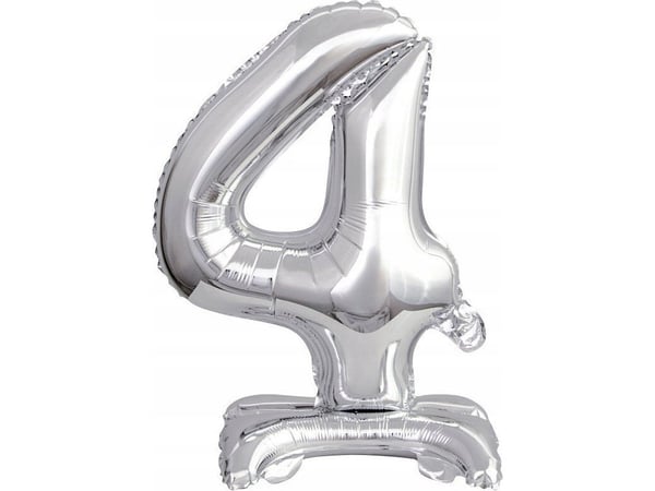 Amscan sølv folieballong mini siffer 4 med sokkel 22×40 cm 9911727