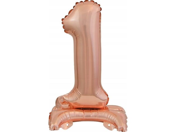 AMSCAN Mini folieballong nummer 1 med fot rosa gull 22x40cm 9911734