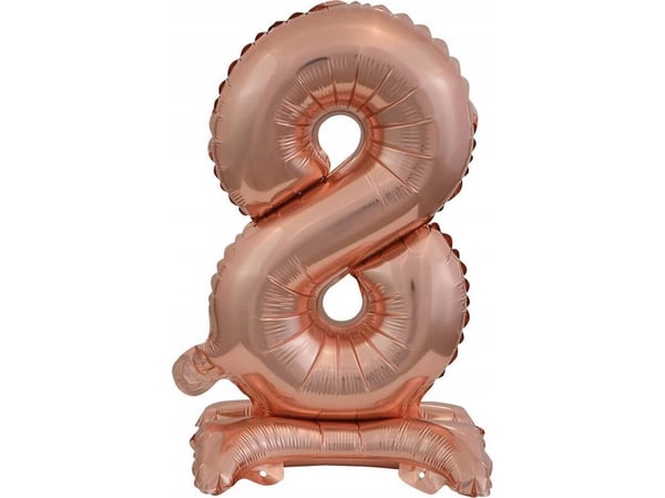AMSCAN folieballong mini siffer 8 med fot – roségull 22x40 cm 9911741