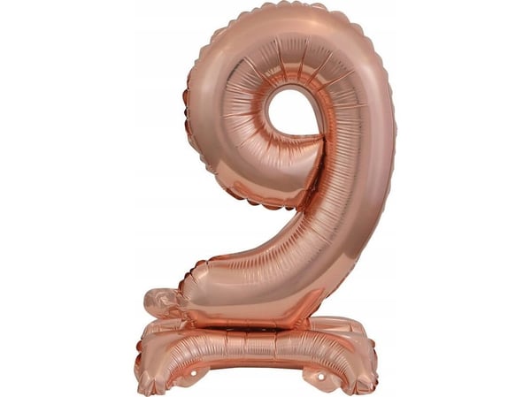 AMSCAN folieballong mini siffer 9 med fot rosa gull 22x40 cm 9911742