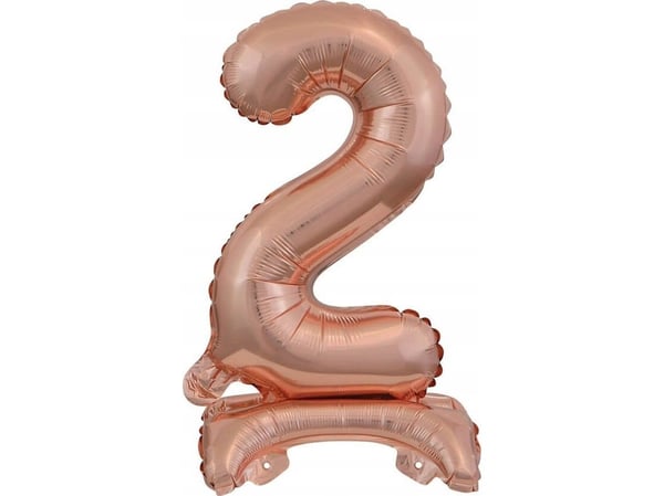 AMSCAN Folieballong mini siffer 2 med fot rosa gull 22x40 cm 9911735