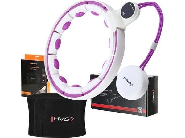 HMS magnetisk hula hoop-sett hvit/lilla HHM17 m. teller + strammebånd BR163 svart