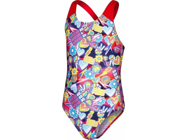 Speedo Barnebadedrakt Speedo DIGI ALV SPBK JF ekte marine/matet rød/blå flamme/rosa fiolett/lapisblå/lysegul str 11-12