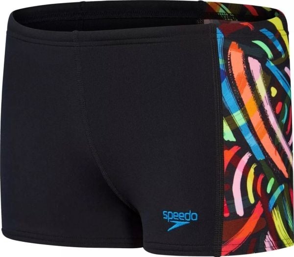 Speedo juniorbadbyxor DIGI ALOV PANL ASHT JM svart/volcanic orange/fluo green/bright yellow/lapis storlek 13-14