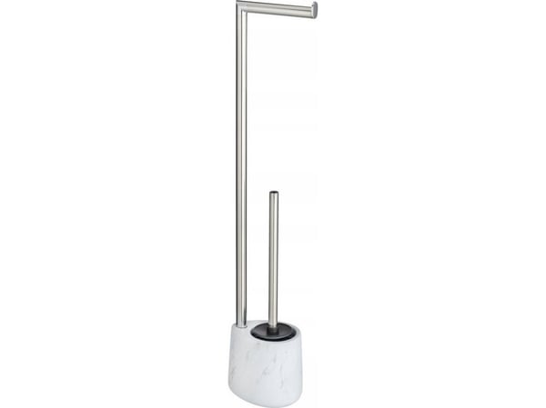 WENKO 23745100, Toalettbørste og holder, Kromfarget, Hvit, Keramisk, Rustfritt stål, Rustfritt stål, 130 mm, 95 mm