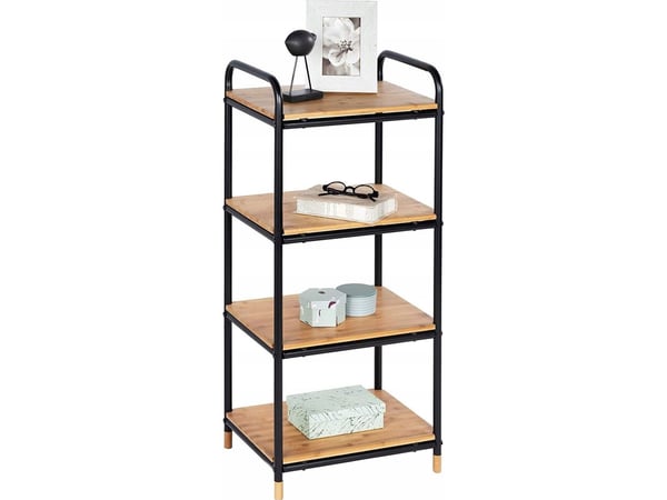 WENKO Regal Loft, Stigehylle, Frittstående, Bamboo, Metall, Bamboo, Sort, Universell, 20 kg