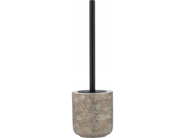 WENKO Fedio, Toalettbørste og holder, Sort, Tre, Keramisk, 115 mm, 115 mm, 395 mm