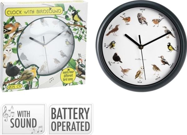 Home Styling Collection Seinäkello lintujen äänillä