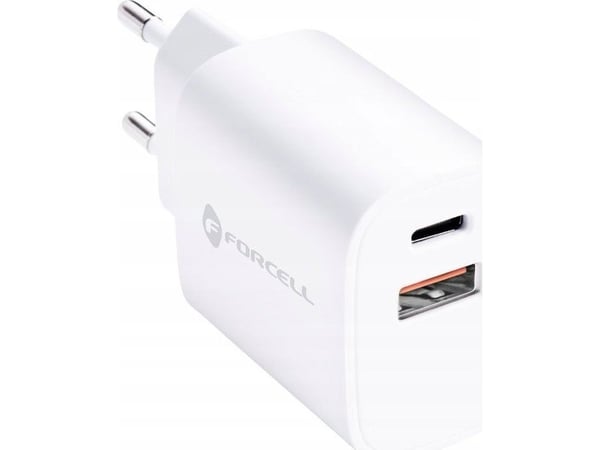 ForCell F-ENERGY TFK-TC-30WPD verkkovirtalaturi Type C + USB A PD QC4.0 3A 30W valkoinen ForCell F-ENERGY TFK-TC-30WPD verkkovirtalaturi Type C + USB A PD QC4.0 3A 30W valkoinen