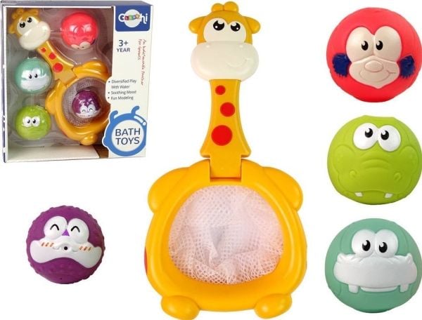 LeanToys baneleketøy mini basketball giraff gummiballer