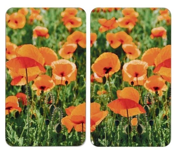 WENKO Champs de Coquelicots, Rektangulær, Plast, Herdet glass, Flerfarget, Brødvarer, Frukt & grønsaker, Bilde, 300 mm