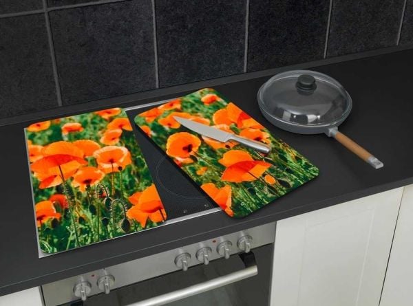 WENKO Champs de Coquelicots, Rektangulær, Plast, Herdet glass, Flerfarget, Brødvarer, Frukt & grønsaker, Bilde, 300 mm