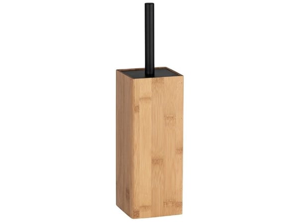 WENKO 23985100, Toalettbørste og holder, Sort, Tre, Bamboo, Stål, 100 mm, 100 mm