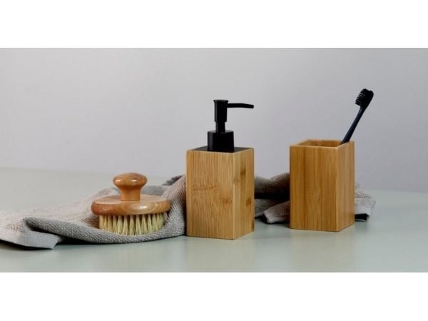 WENKO 23983100, Frittstående tannbørsteholder, Bamboo, Tre, Klassisk, 70 mm, 70 mm