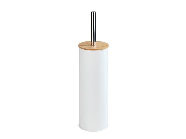 WENKO Tortona, Toalettbørste og holder, Hvit, Tre, Bamboo, Stål, Metall, 385 mm, 9,5 cm