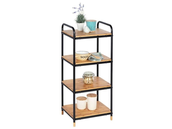 WENKO Regal Loft, Stigehylle, Frittstående, Bamboo, Metall, Bamboo, Sort, Universell, 20 kg