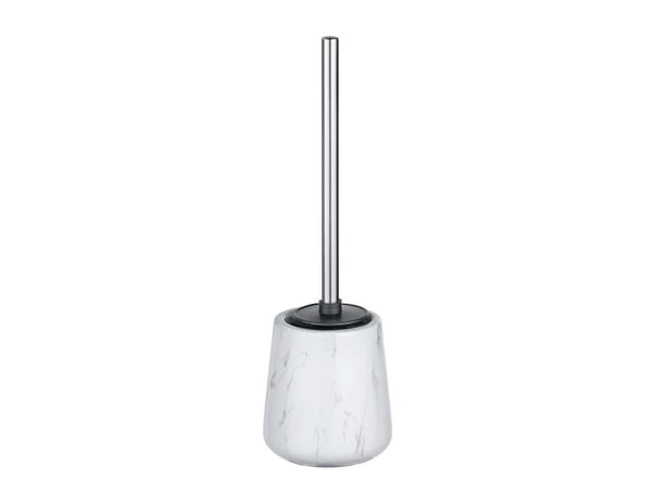 WENKO 23697100, Toalettbørste og holder, Rustfritt stål, Hvit, Keramisk, Rustfritt stål, Rustfritt stål, 390 mm, 12 cm