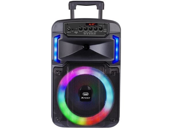 Trevi XF 370 KB, 25 W, langaton, USB Type-A, USB Type-C, juhlakaiutin, musta, pyörivä