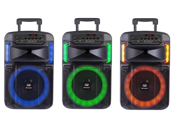Trevi XF 370 KB, 25 W, langaton, USB Type-A, USB Type-C, juhlakaiutin, musta, pyörivä