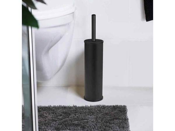 WENKO WC-Garnitur Olmedo, Toalettbørste, Sort, Rustfritt stål, Plast, Klassisk, 85 mm