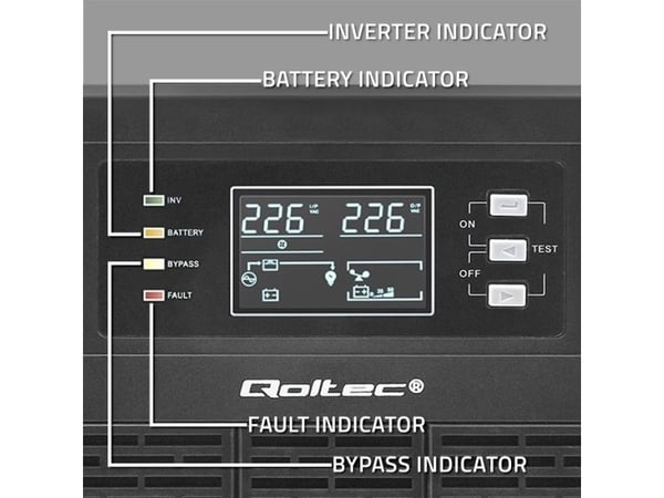 Dysan Qoltec UPS 10kVA | 10000W | Tehokerroin 1.0 | LCD | EPO | USB | On-line