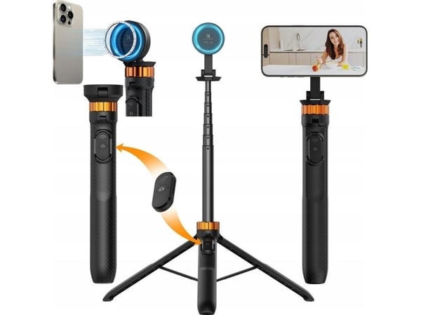 Selvpinner Kf Kijek selfie stick stativ 162 cm med magnet MagSafe telefon/smarttelefon + fjernkontroll / Kf09.139