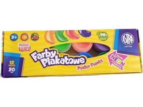 Astra plakatmaling 12 farger x 20 ml STANDARDBOKS (2 NEON) JM 301123011