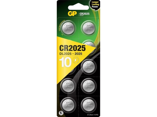 GP Batterier GPCR2025-2CPU10 Knapcellebatteri CR 2025 Lithium 3V 10 stk